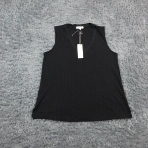 Nine Britton Shirt Womens Large Black Sleeveless V Neck Ribbed Tank Top NWT